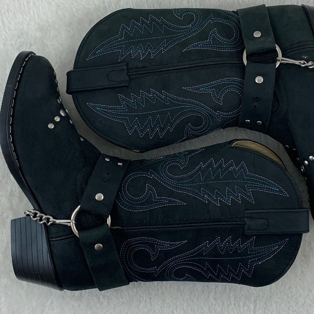 Smokey Mountain Embellished Black with Blue Cowgirl Boots Sz 13.5 - Picture 8 of 12